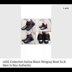 Ugg Karisa Stingray Black Leather Boots Sz. 8